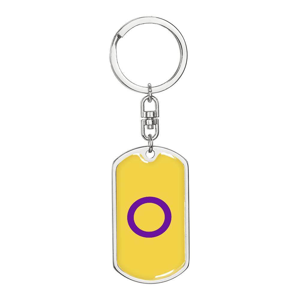 Intersex Pride Military Dog Tag Keychain Silver Intersex intersex-pride-military-dog-tag-keychain-silver