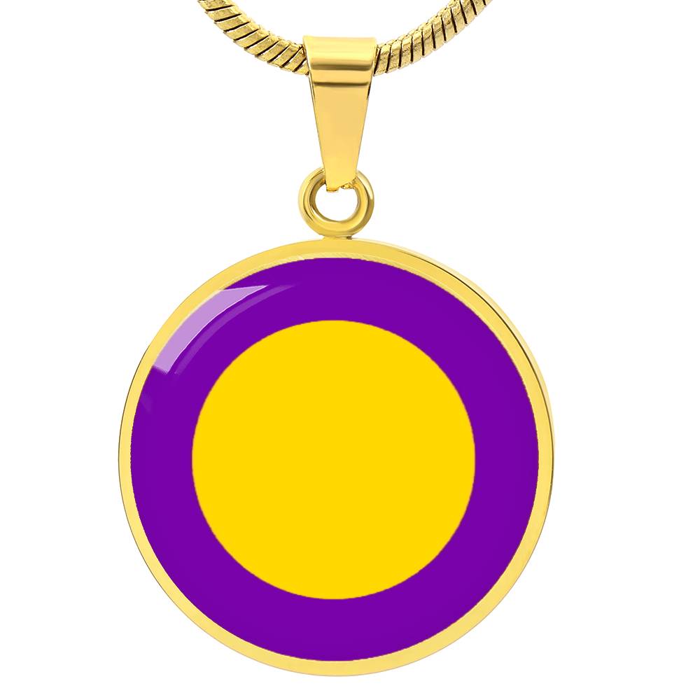 Intersex Pride Circle Pendant Necklace Gold Intersex intersex_gold_front