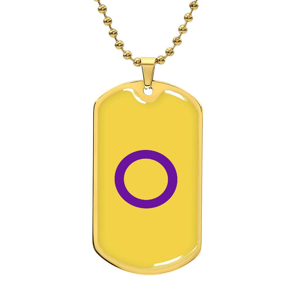 Intersex Pride Military Dog Tag Necklace Gold Intersex intersex_in_gold