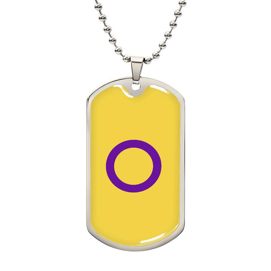 Intersex Pride Military Dog Tag Necklace Silver Intersex intersex_in_silver