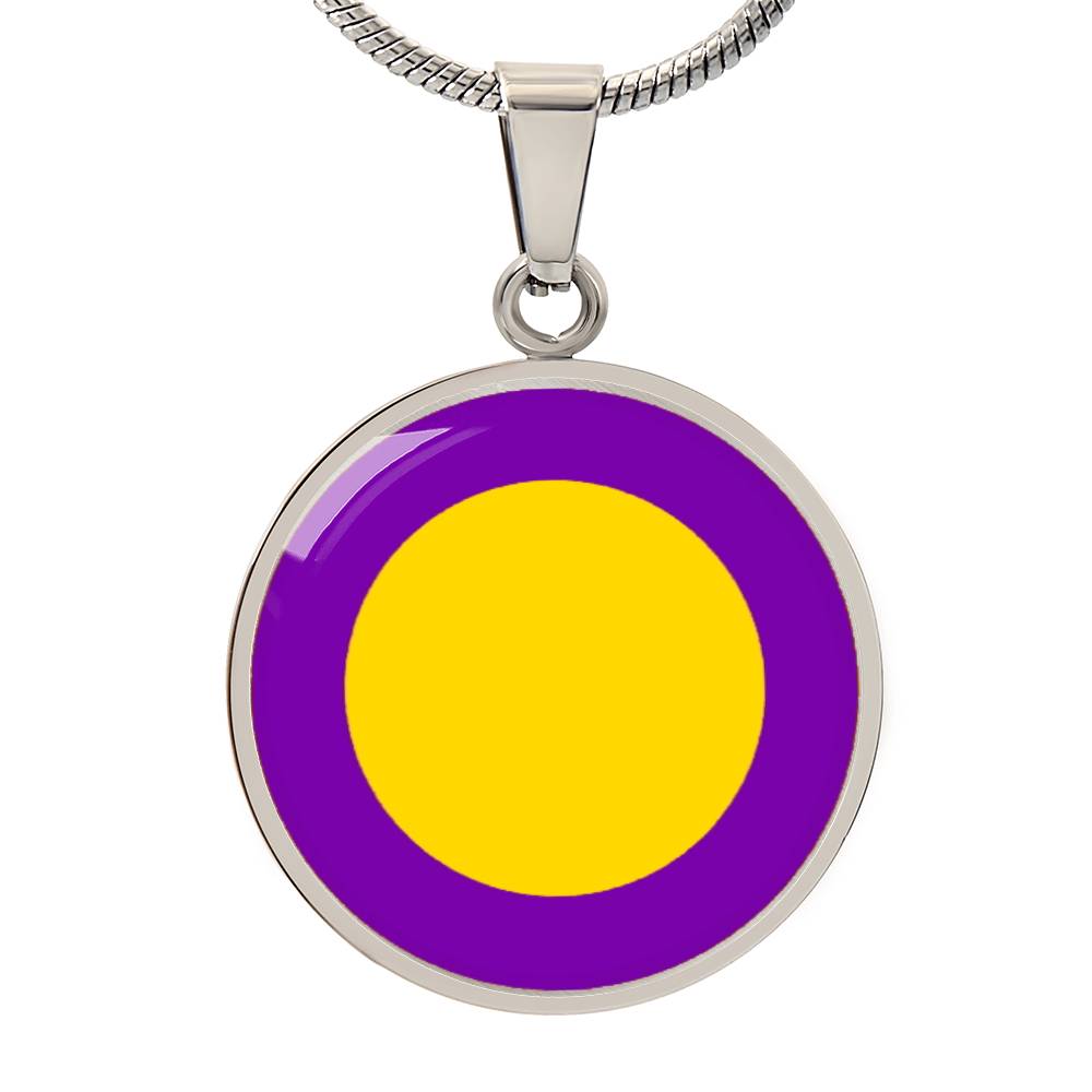 Intersex Pride Circle Pendant Necklace Silver Intersex intersex_silver_front