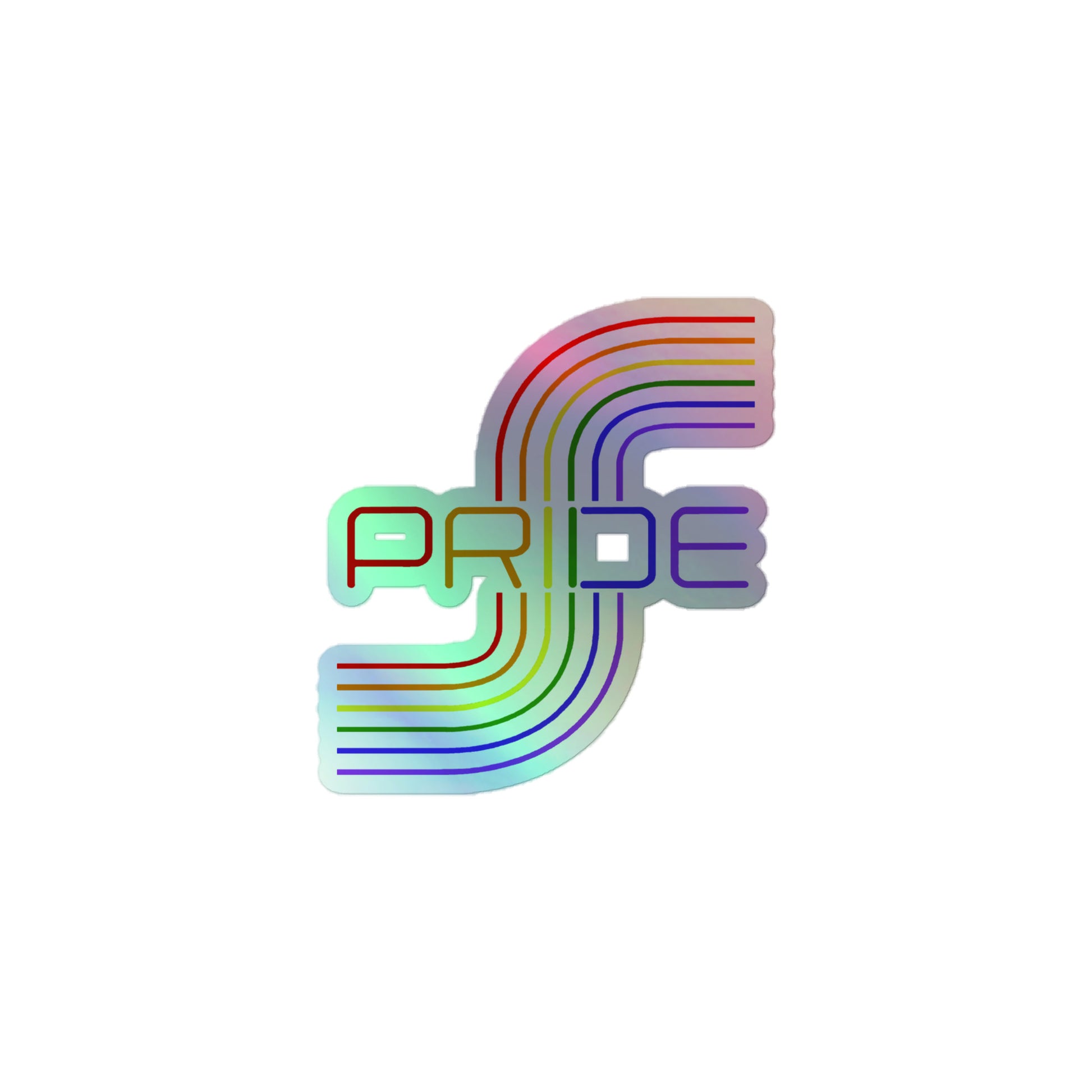 LGBTQ Pride Holographic Sticker - Mod Line Art 3″×3″ Pride kiss-cut-holographic-stickers-grey-3x3-front-64a340486aab5