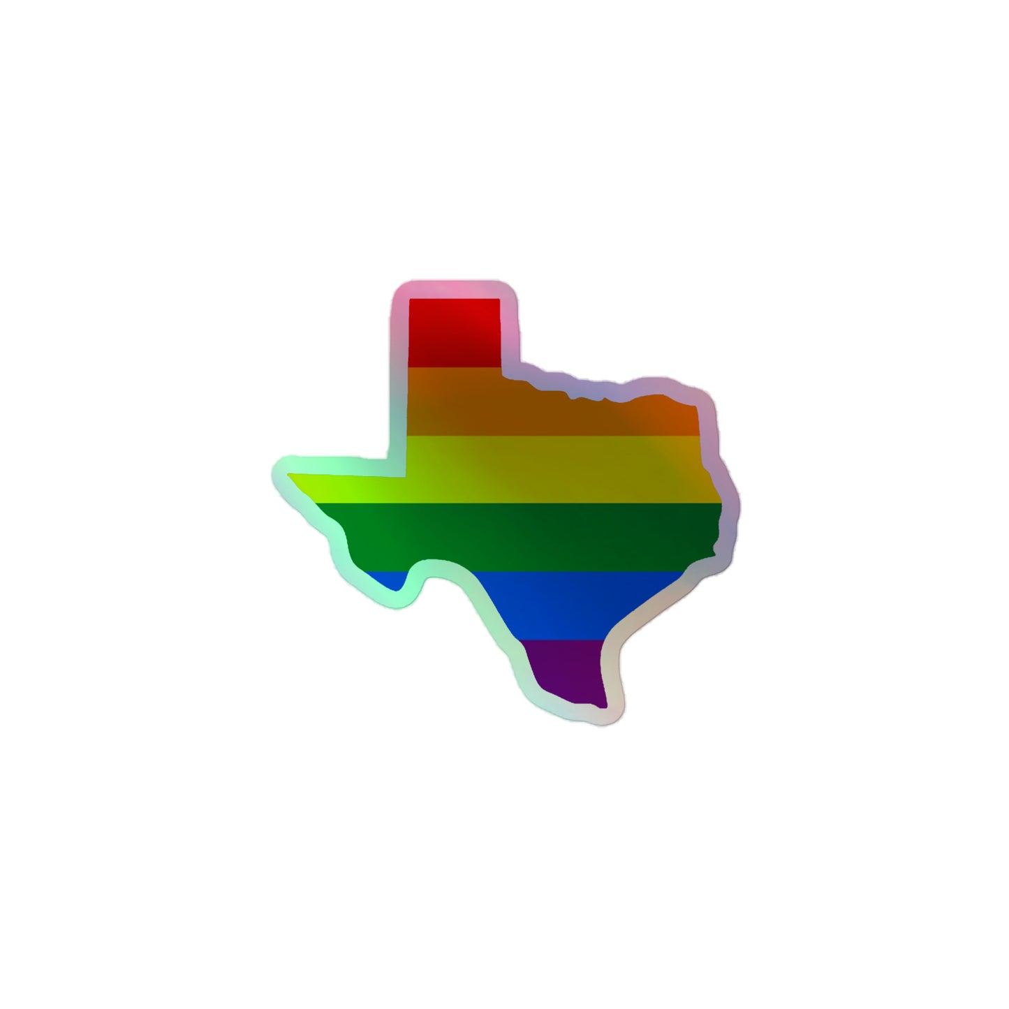 Texas Pride Holographic Sticker 3″×3″ Pride kiss-cut-holographic-stickers-grey-3x3-front-64a342b60baad