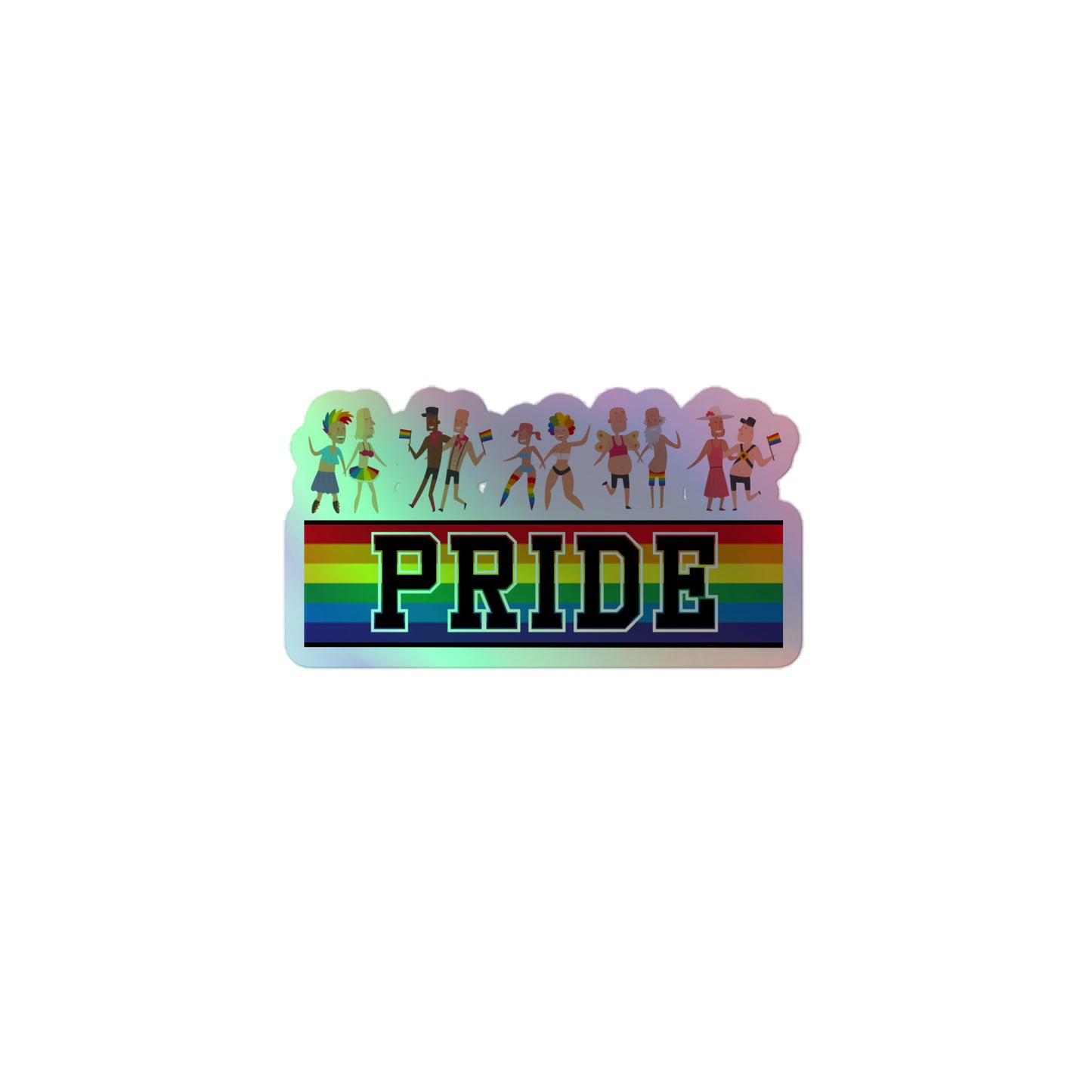 LGBTQ Pride Holographic Sticker - Pride Parade 3″ Pride kiss-cut-holographic-stickers-grey-3x3-front-64a344931371a