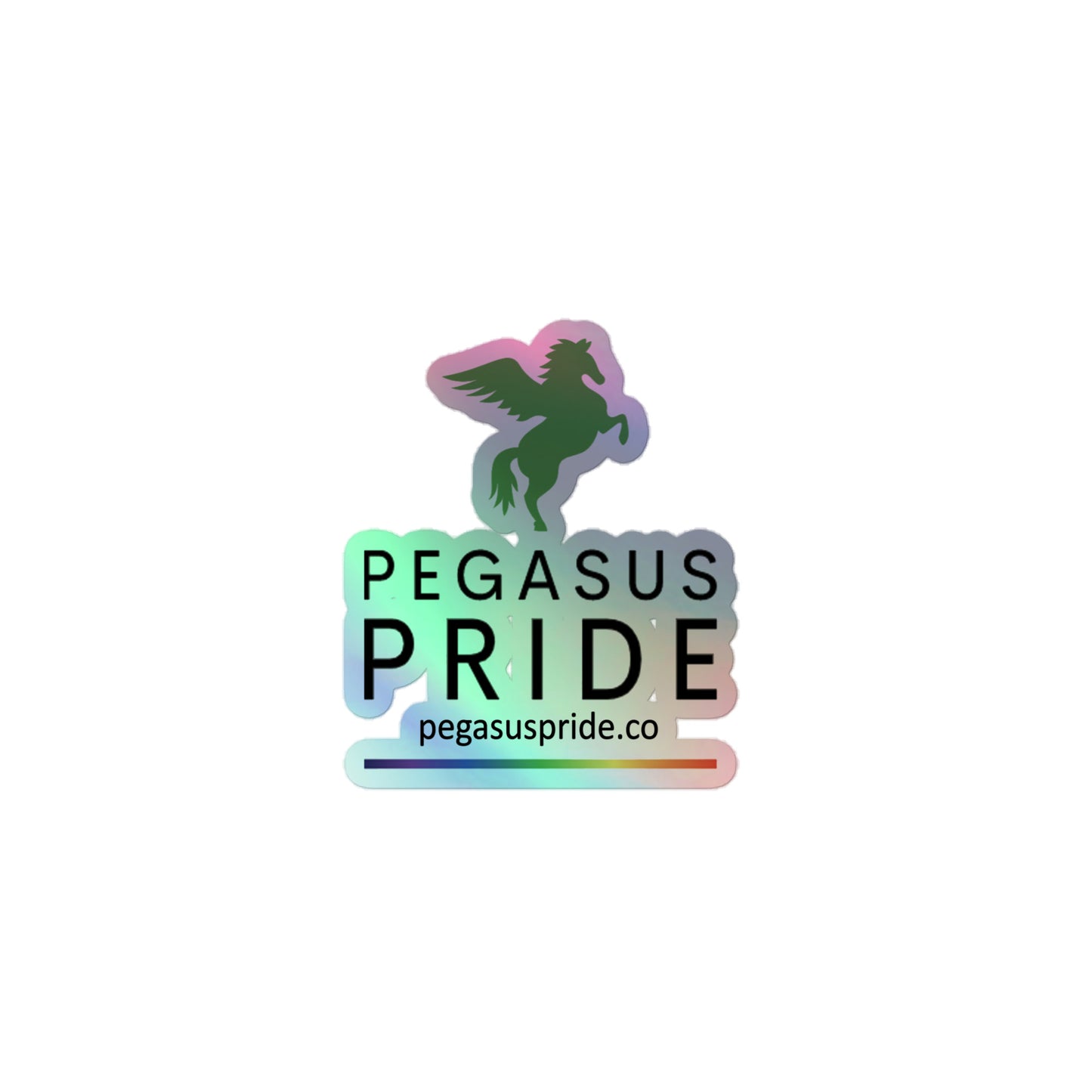 Pegasus Pride Holographic Sticker 3″×3″ kiss-cut-holographic-stickers-grey-3x3-front-64a347c5c53d0