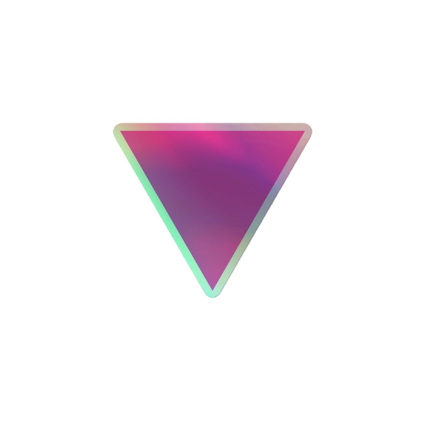 LGBTQ Pride Holographic Sticker - Pink Triangle 3″×3″ Pride kiss-cut-holographic-stickers-grey-3x3-front-64a35a06ed79f