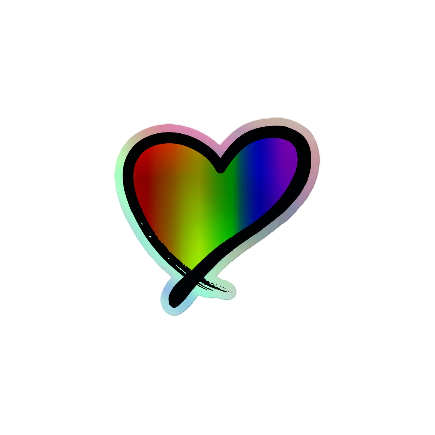 LGBTQ Pride Holographic Sticker - Heart 3″×3″ Pride kiss-cut-holographic-stickers-grey-3x3-front-64a35cb901c02