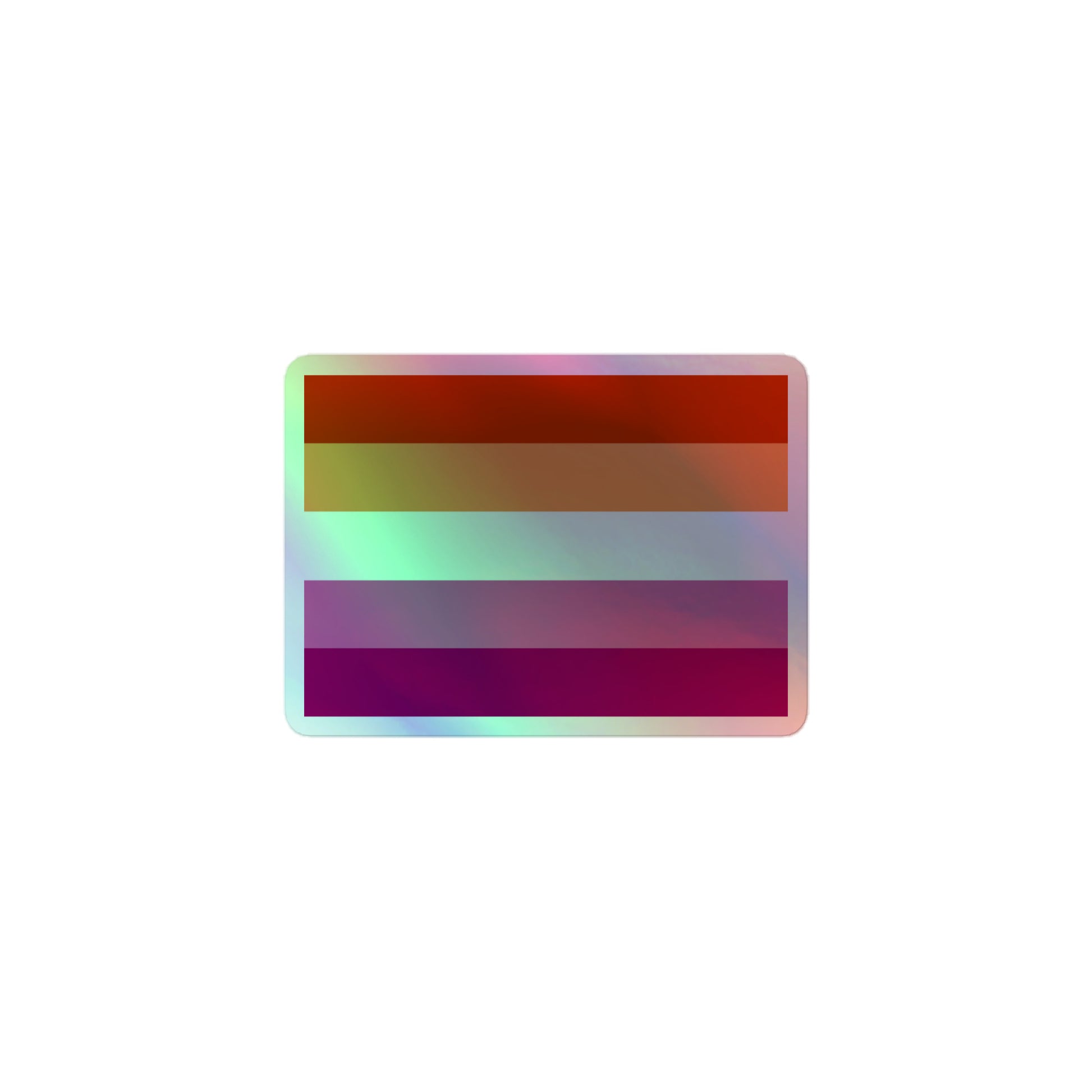 Lesbian Pride Flag Holographic Sticker 3″ Lesbian kiss-cut-holographic-stickers-grey-3x3-front-64a3610034d0e