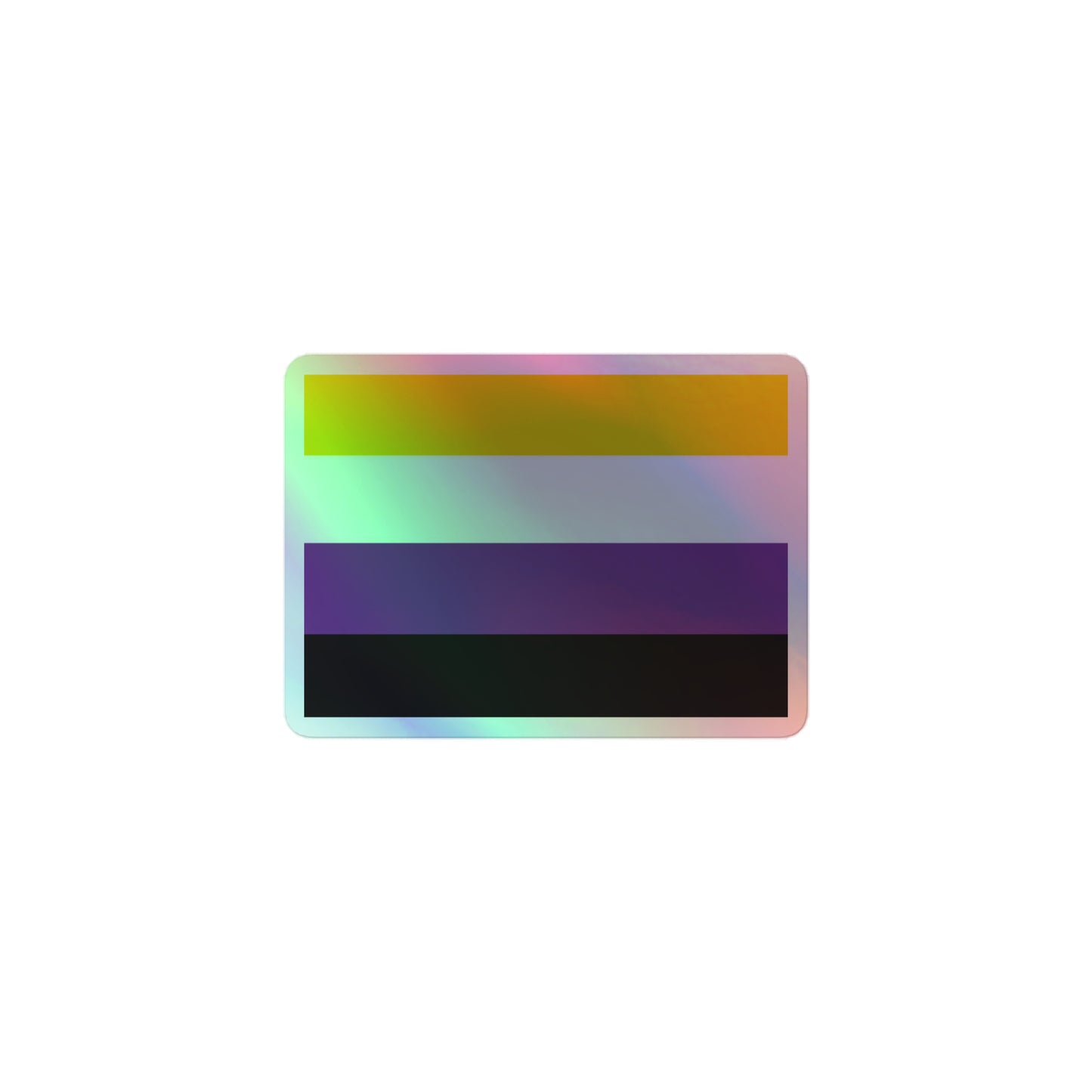 Nonbinary Enby Pride Flag Holographic Sticker 3″ Nonbinary kiss-cut-holographic-stickers-grey-3x3-front-64a36186753ad