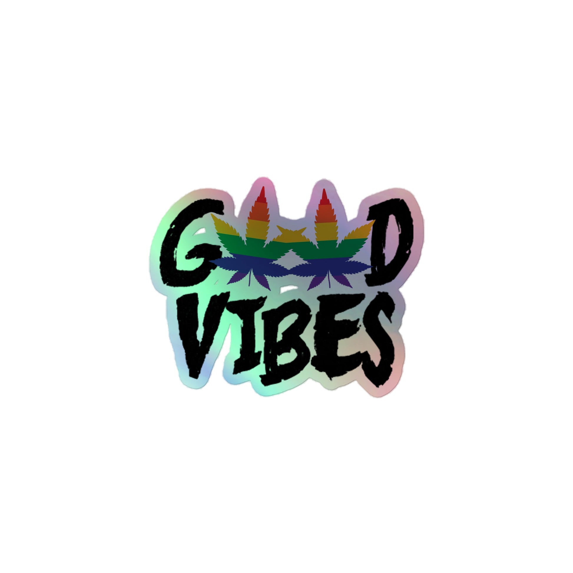 LGBTQ Good Vibes Holographic Stickers 3″×3″ Pride kiss-cut-holographic-stickers-grey-3x3-front-64cfeb84832ef