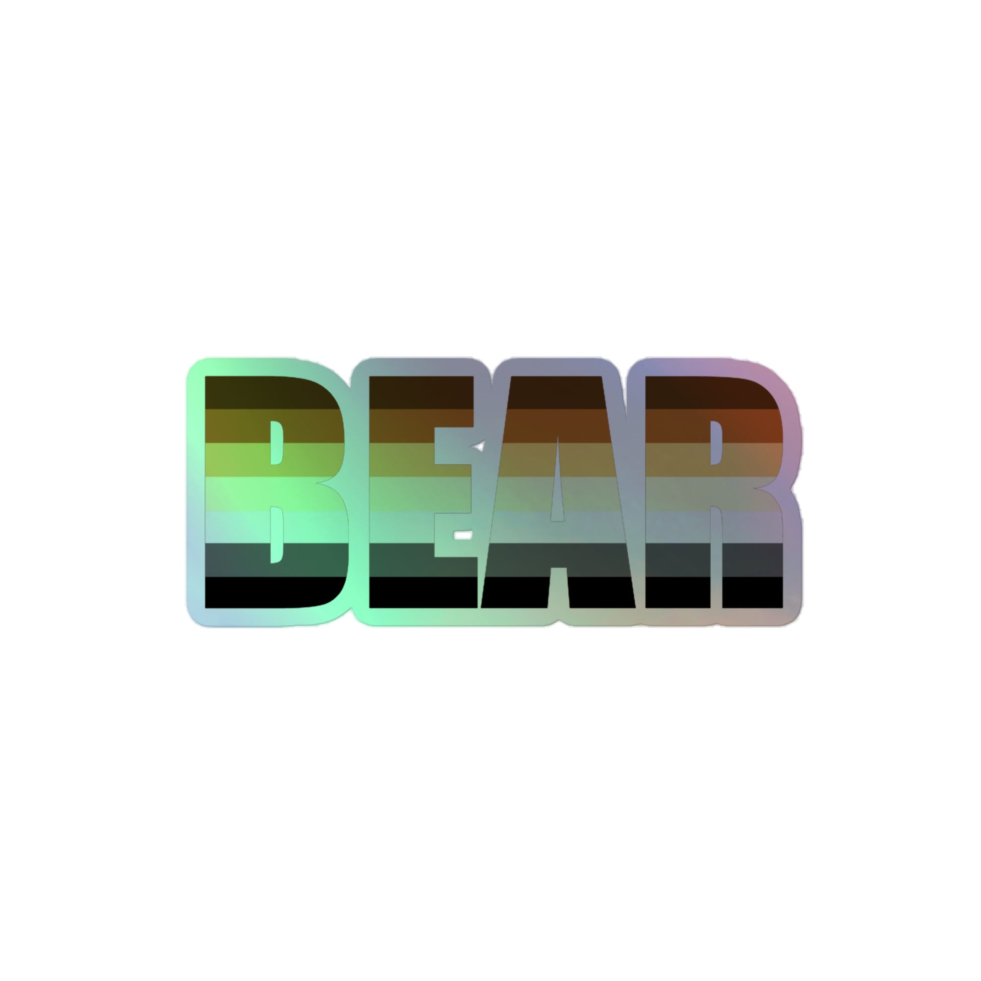 Gay Bear Pride Holographic Sticker - Bear 4″ Gay kiss-cut-holographic-stickers-grey-4x4-front-64a33ec661386