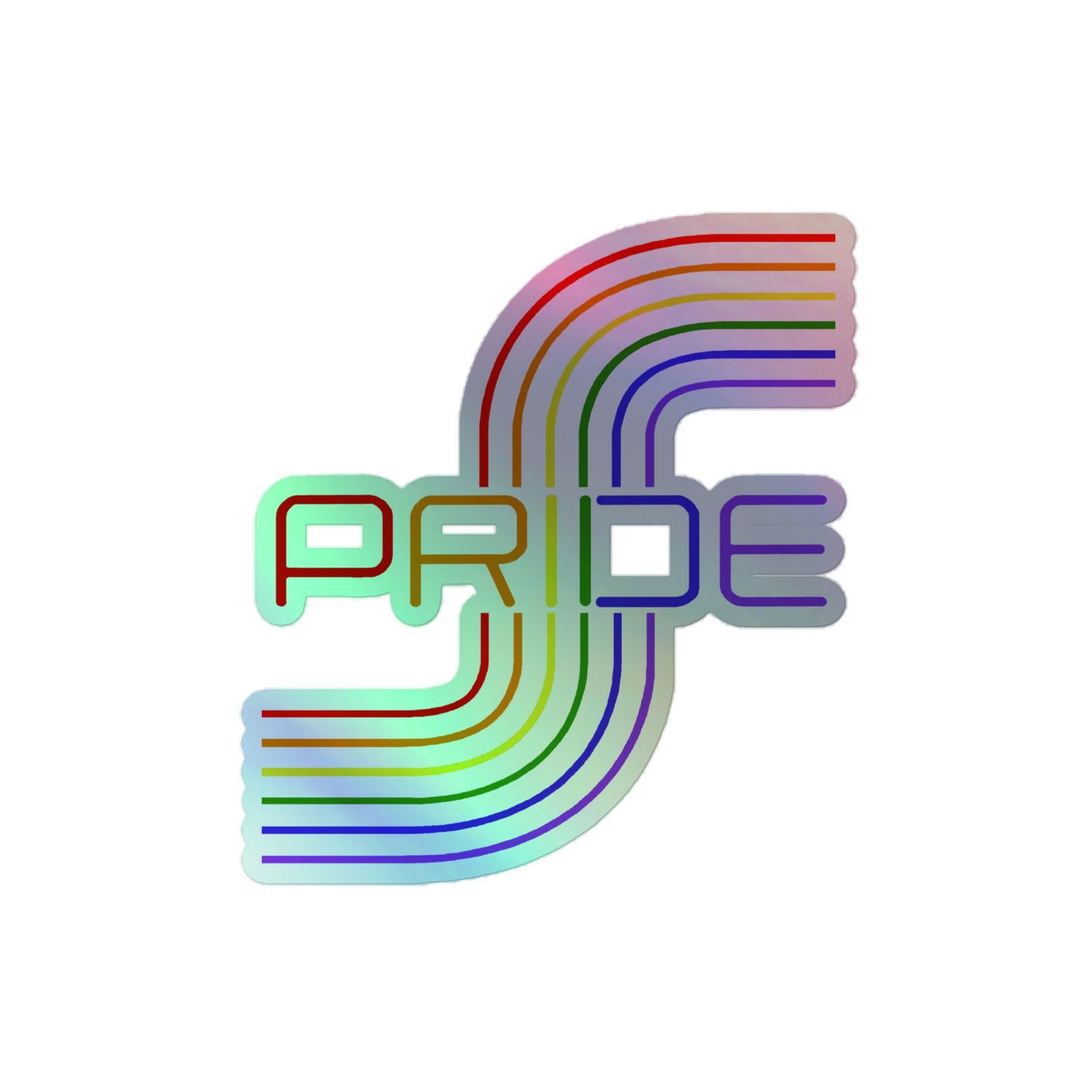 LGBTQ Pride Holographic Sticker - Mod Line Art 4″×4″ Pride kiss-cut-holographic-stickers-grey-4x4-front-64a340486b663