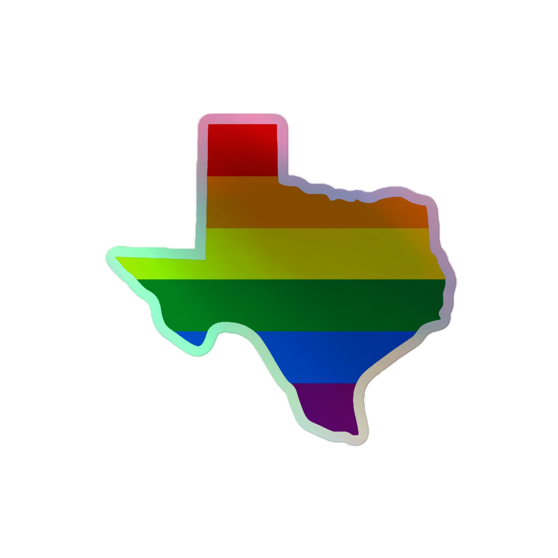 Texas Pride Holographic Sticker 4″×4″ Pride kiss-cut-holographic-stickers-grey-4x4-front-64a342b60bb5c