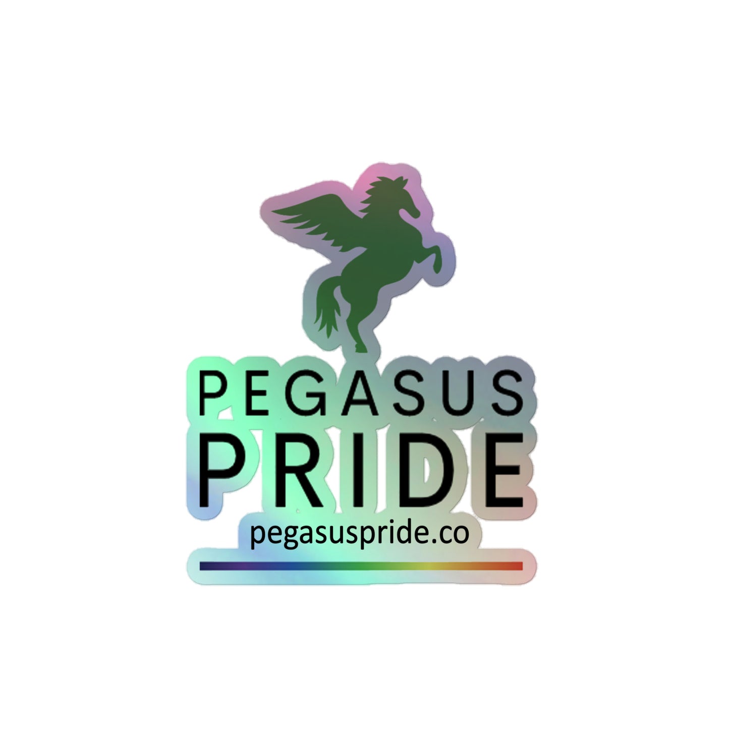 Pegasus Pride Holographic Sticker 4″×4″ kiss-cut-holographic-stickers-grey-4x4-front-64a347c5c545a