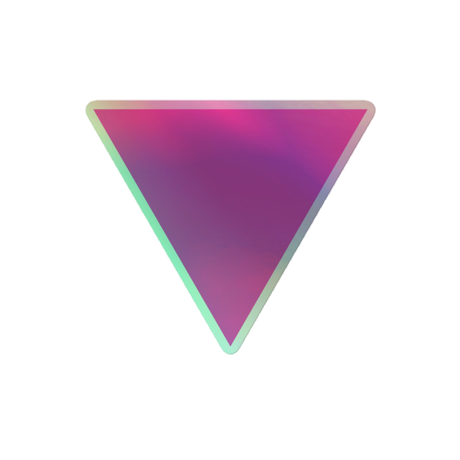 LGBTQ Pride Holographic Sticker - Pink Triangle 4″×4″ Pride kiss-cut-holographic-stickers-grey-4x4-front-64a35a06ed817