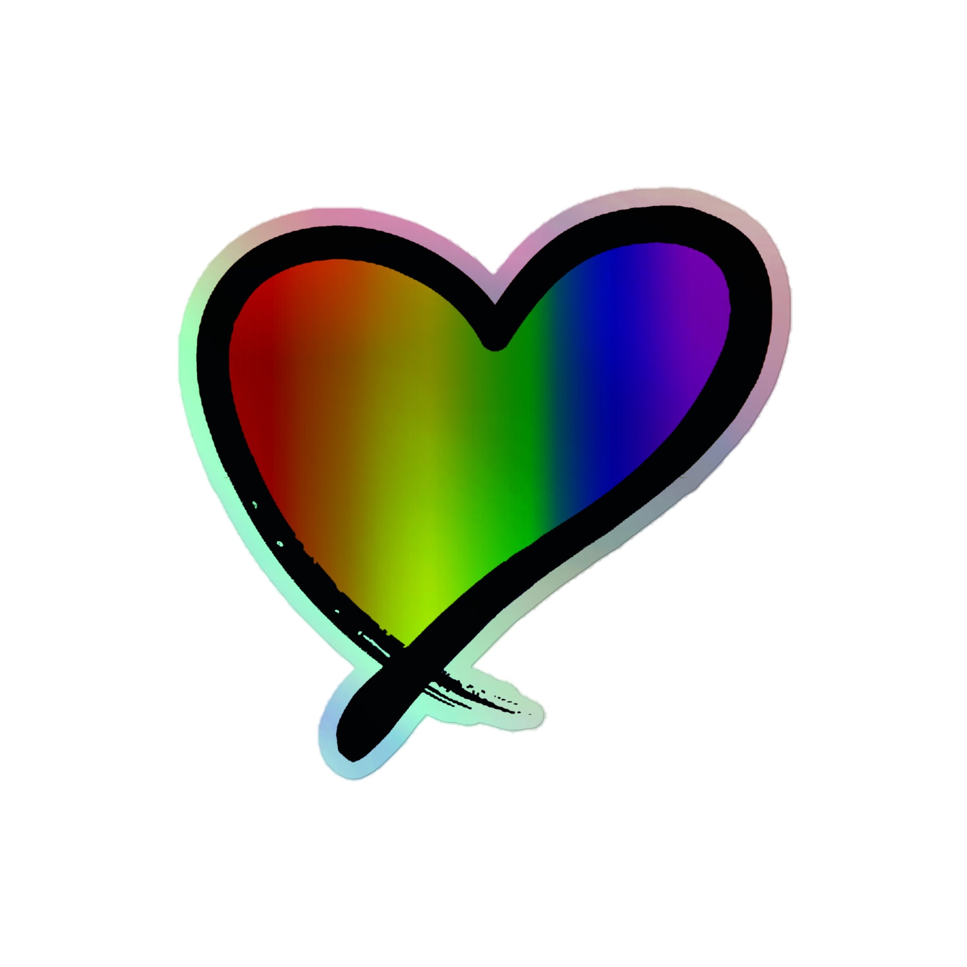 LGBTQ Pride Holographic Sticker - Heart 4″×4″ Pride kiss-cut-holographic-stickers-grey-4x4-front-64a35cb901c79