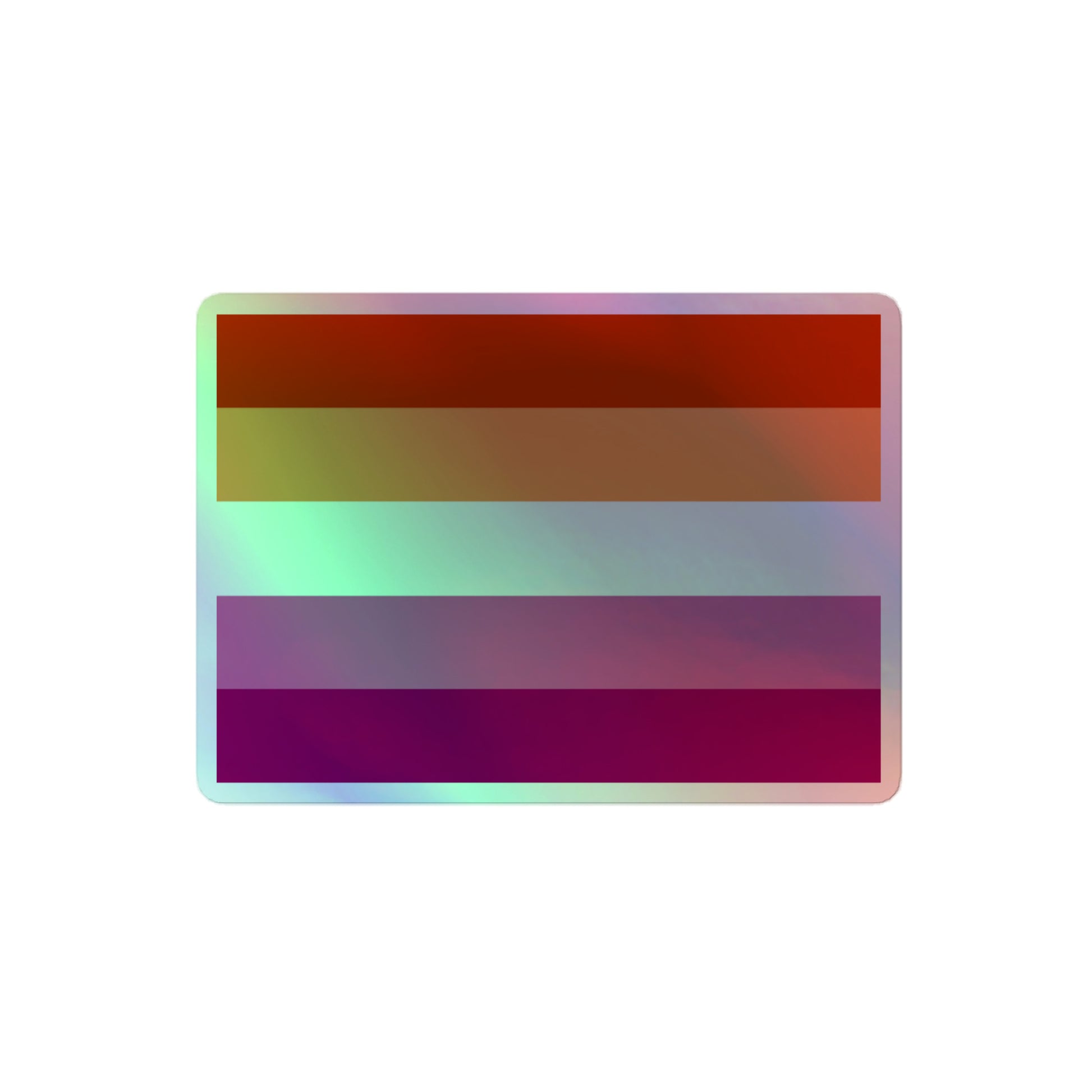 Lesbian Pride Flag Holographic Sticker 4″ Lesbian kiss-cut-holographic-stickers-grey-4x4-front-64a3610034d84