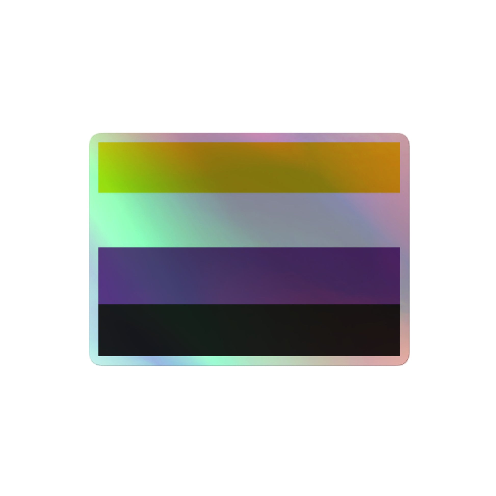 Nonbinary Enby Pride Flag Holographic Sticker 4″ Nonbinary kiss-cut-holographic-stickers-grey-4x4-front-64a3618675424