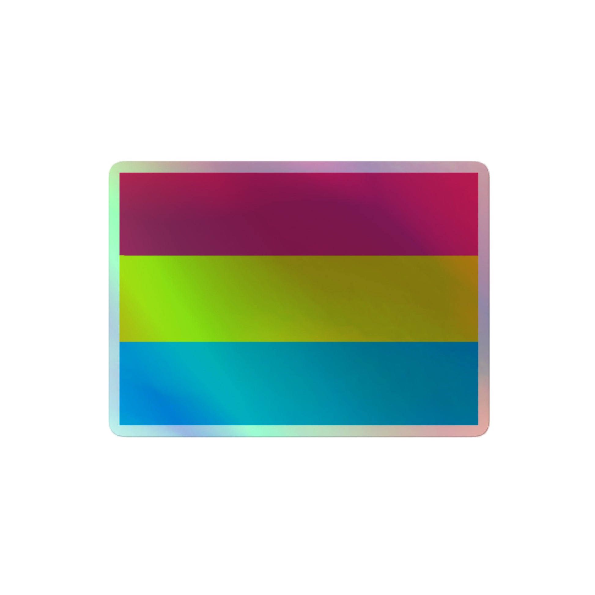 Pansexual Pan Pride Flag Holographic Sticker 4″ Pansexual kiss-cut-holographic-stickers-grey-4x4-front-64a361f28e0b1