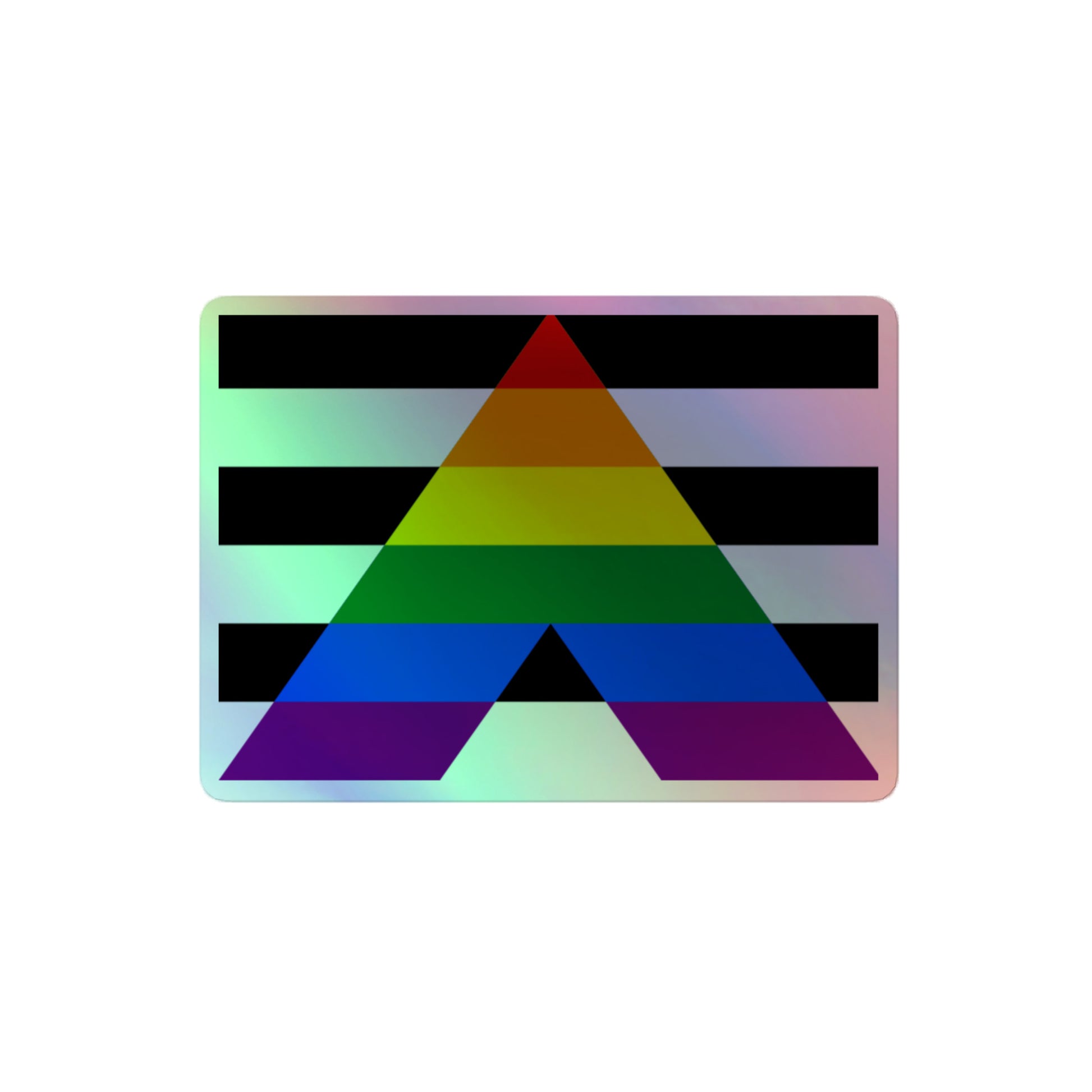 Straight Ally Pride Flag Holographic Sticker 4" Straight Ally kiss-cut-holographic-stickers-grey-4x4-front-64a362b44d86e