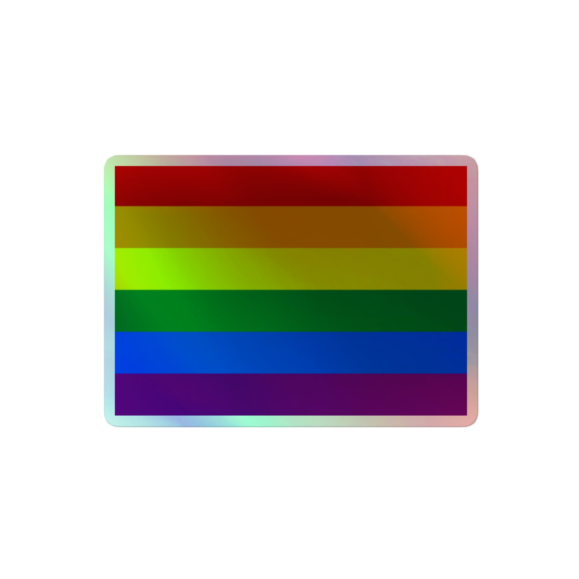 LGBTQ Pride Flag Holographic Sticker 4″ Pride kiss-cut-holographic-stickers-grey-4x4-front-64a363a5bf5fc