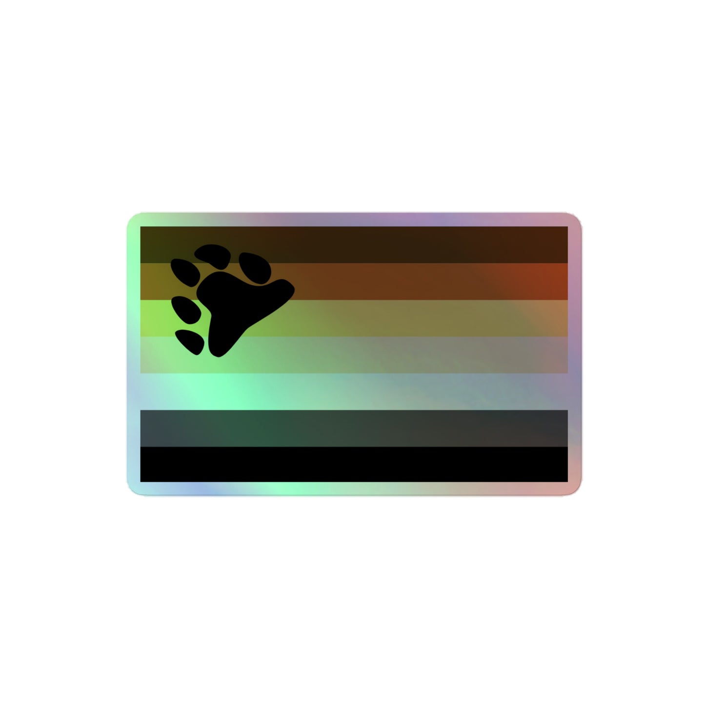 Gay Bear Pride Flag Holographic Sticker 4″ Gay kiss-cut-holographic-stickers-grey-4x4-front-64a365fa0c8df