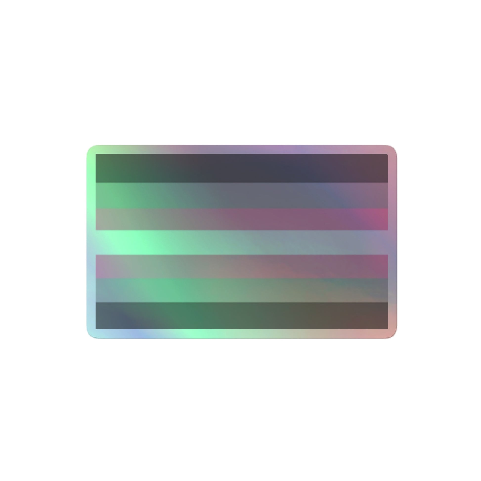 Demigirl Pride Flag Holographic Sticker 4″×4″ Demigirl kiss-cut-holographic-stickers-grey-4x4-front-64a3679769ca0