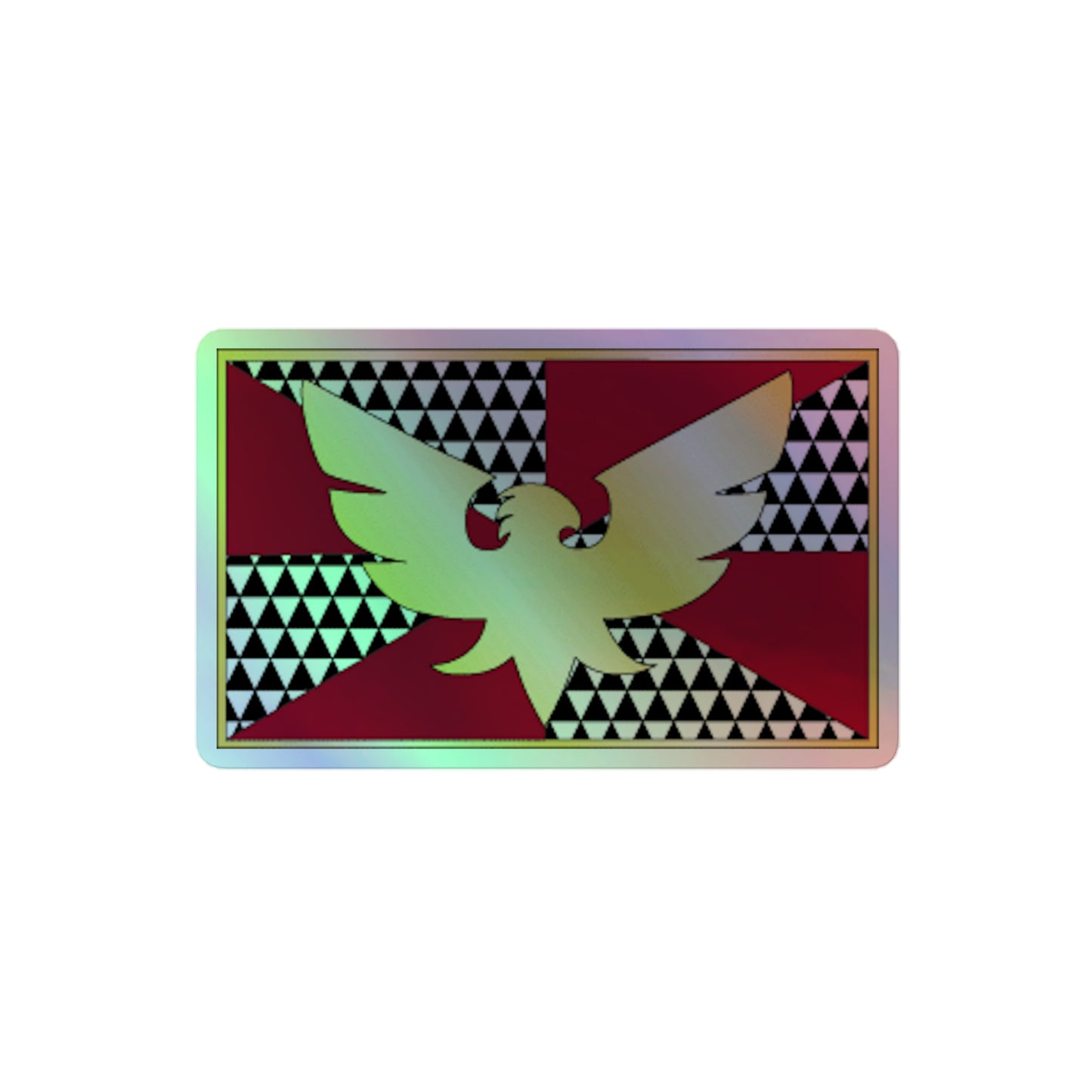 Feather (Drag) Pride Flag Holographic Sticker 4″ kiss-cut-holographic-stickers-grey-4x4-front-64a368259529f