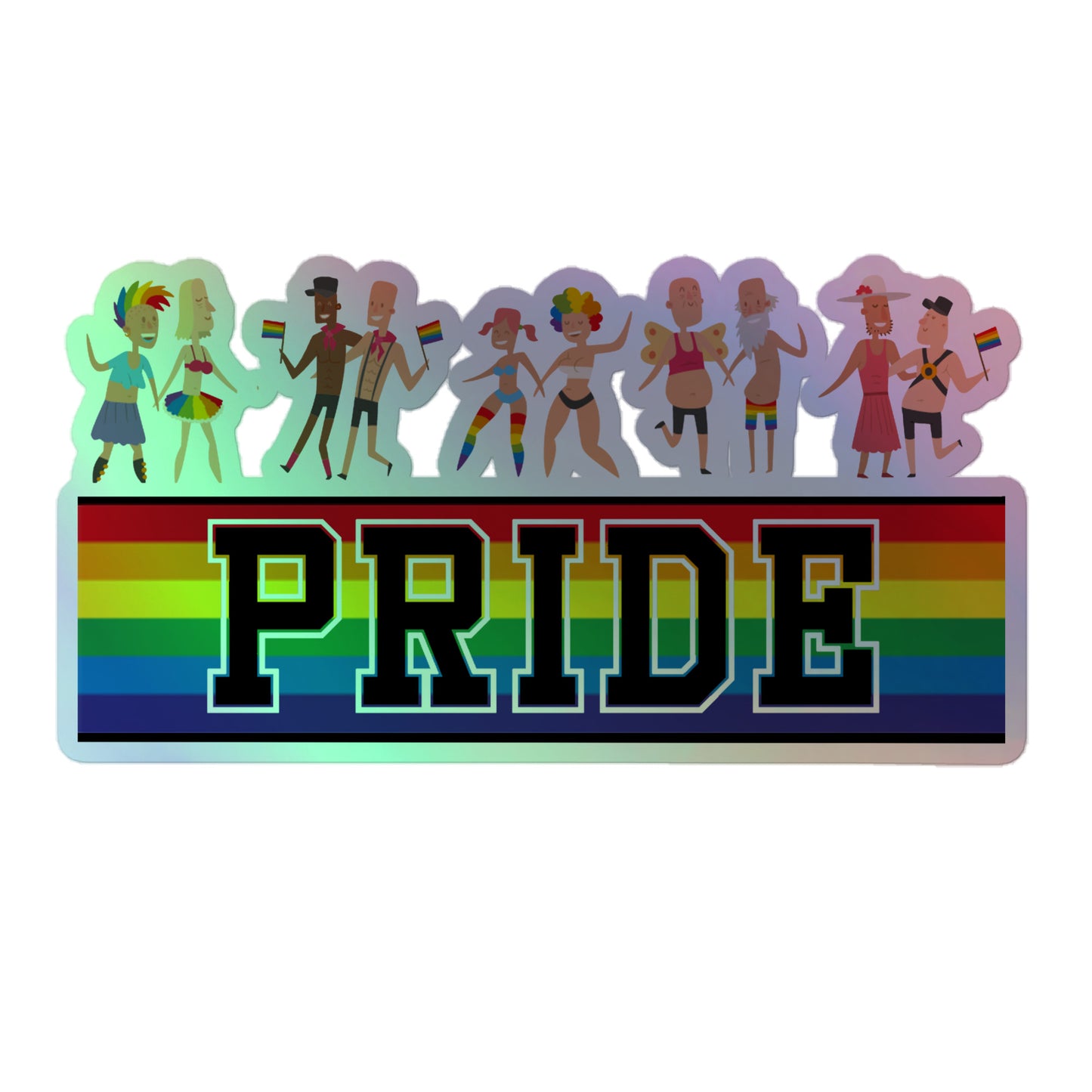 LGBTQ Pride Holographic Sticker - Pride Parade 5.5″ Pride kiss-cut-holographic-stickers-grey-5.5x5.5-front-64a3449312a3c