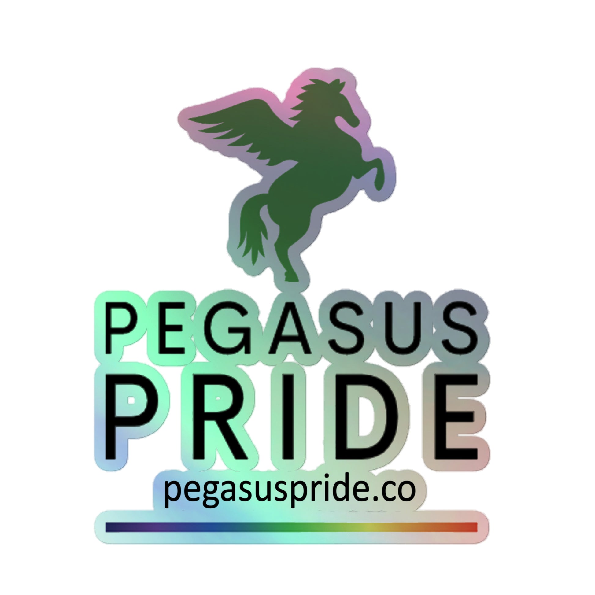 Pegasus Pride Holographic Sticker 5.5″×5.5″ kiss-cut-holographic-stickers-grey-5.5x5.5-front-64a347c5c2ff5