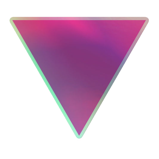 LGBTQ Pride Holographic Sticker - Pink Triangle 5.5″×5.5″ Pride kiss-cut-holographic-stickers-grey-5.5x5.5-front-64a35a06eb9e7