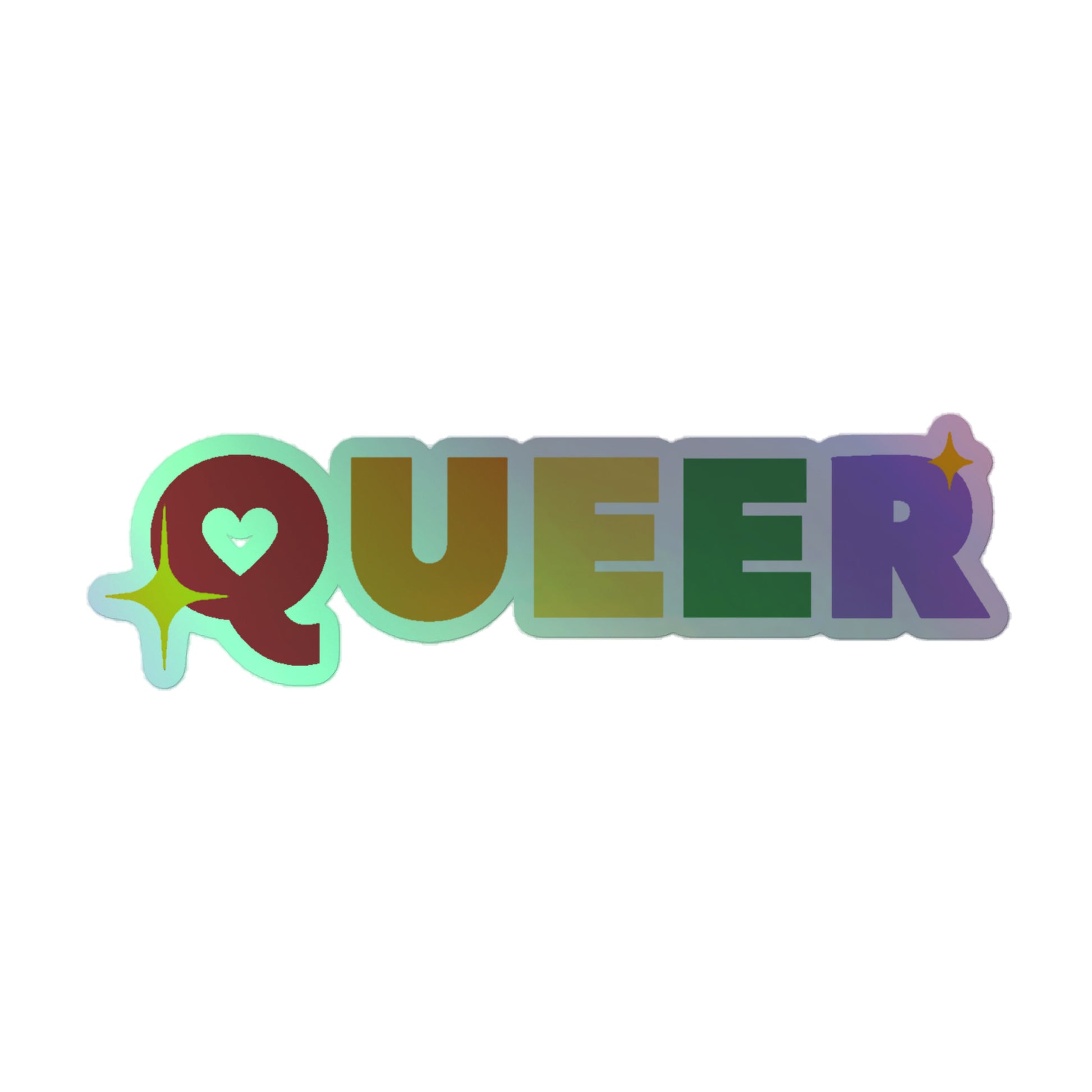 LGBTQ Pride Holographic Sticker - Queer 5.5″ Pride kiss-cut-holographic-stickers-grey-5.5x5.5-front-64a35acf82edc