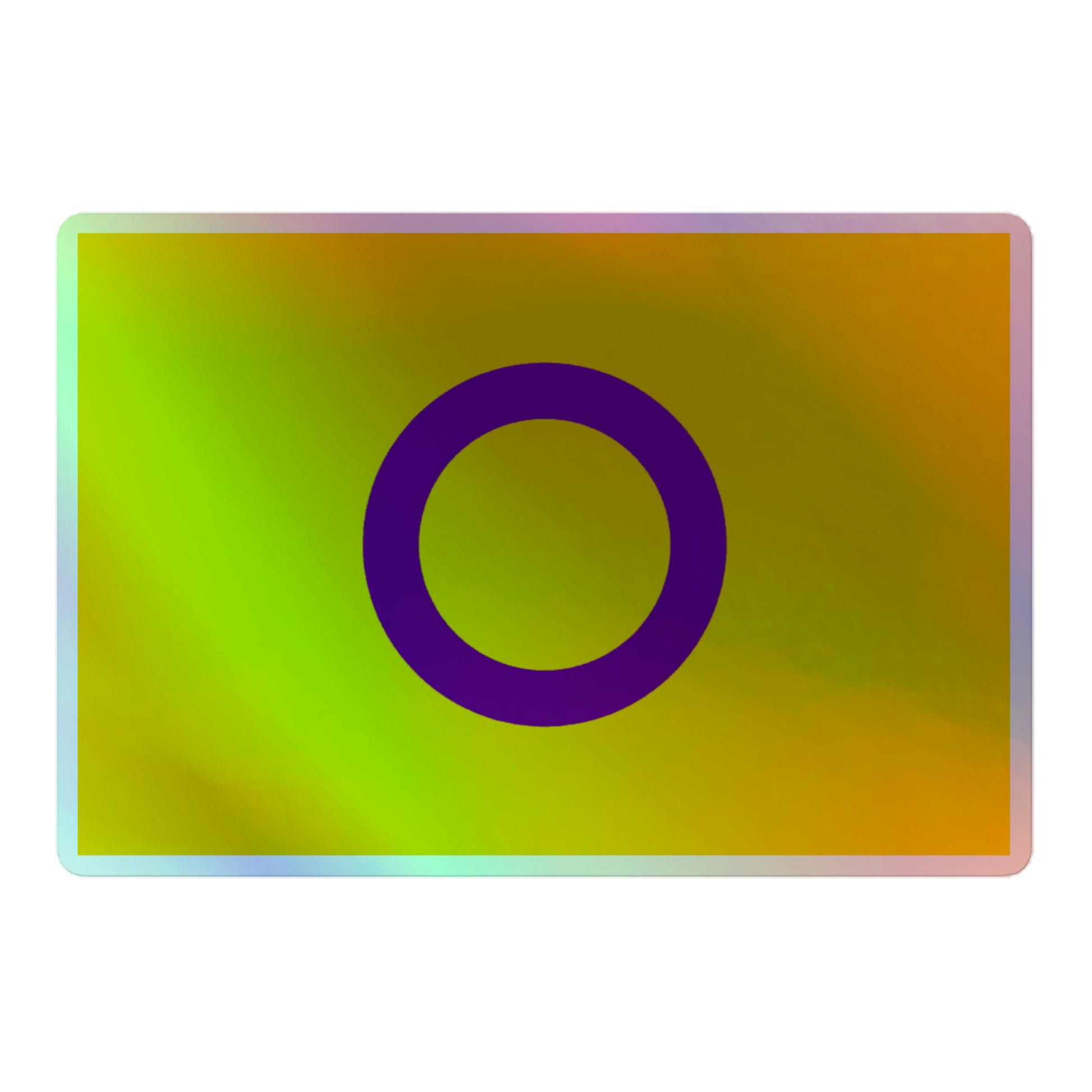 Intersex Pride Flag Holographic Sticker 5.5″ Intersex kiss-cut-holographic-stickers-grey-5.5x5.5-front-64a3641e3cac0