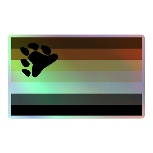 Gay Bear Pride Flag Holographic Sticker 5.5″ Gay kiss-cut-holographic-stickers-grey-5.5x5.5-front-64a365fa0bcac