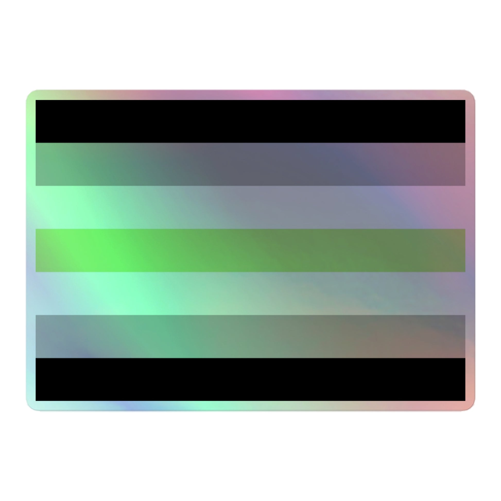 Agender Pride Flag Holographic Sticker 5.5″ Agender kiss-cut-holographic-stickers-grey-5.5x5.5-front-64a36d3eee90e