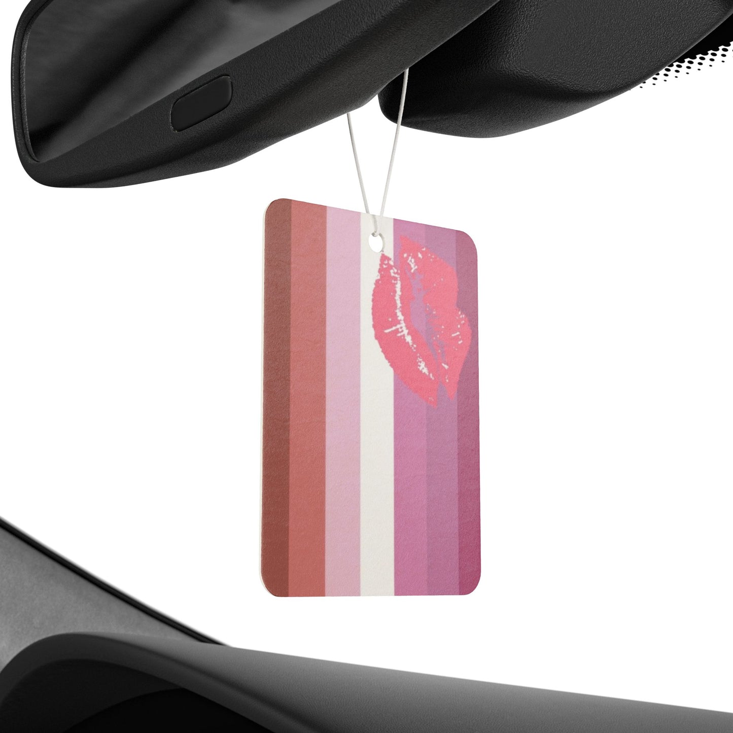 Lesbian "Lipstick" Pride Flag Car Air Freshener lesbian-lipstick-pride-flag-car-air-freshener-rearview-mirror