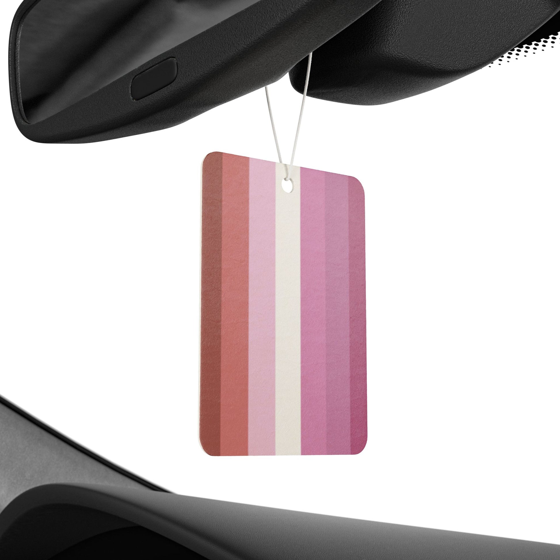 Lesbian "Pink" Pride Flag Car Air Freshener lesbian-pink-pride-flag-car-air-freshener-rearview-mirror