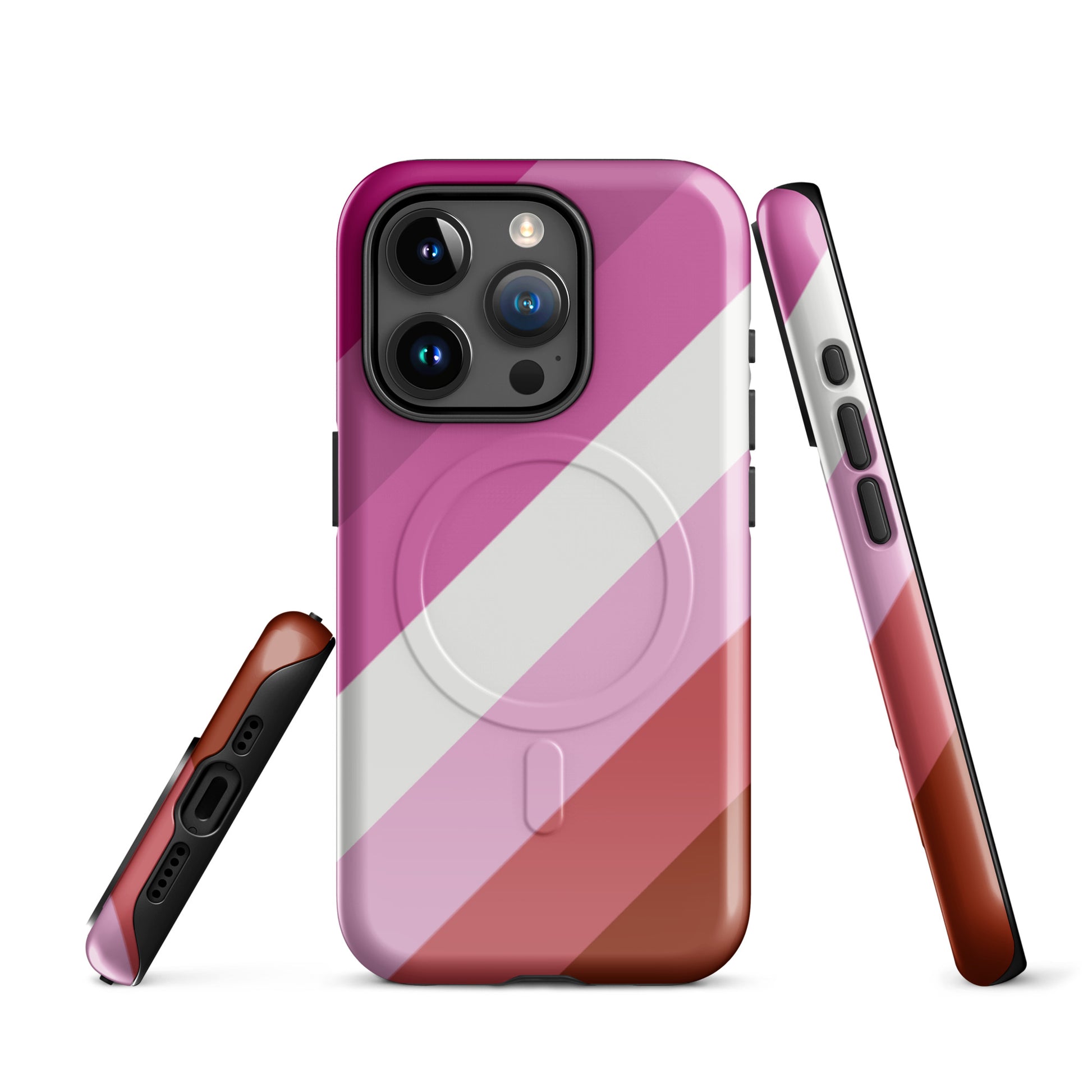 Lesbian Pink Pride MagSafe® Tough Phone Case for Apple iPhone® iPhone 15 Pro Lesbian lesbian-pink-pride-magsafe-tough-phone-case-for-apple-iphone-15-pro-front