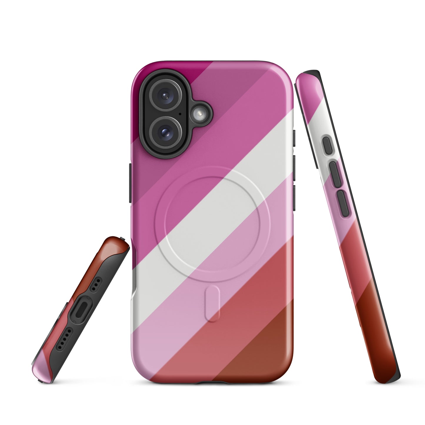Lesbian Pink Pride MagSafe® Tough Phone Case for Apple iPhone® iPhone 16 Lesbian lesbian-pink-pride-magsafe-tough-phone-case-for-apple-iphone-16-front