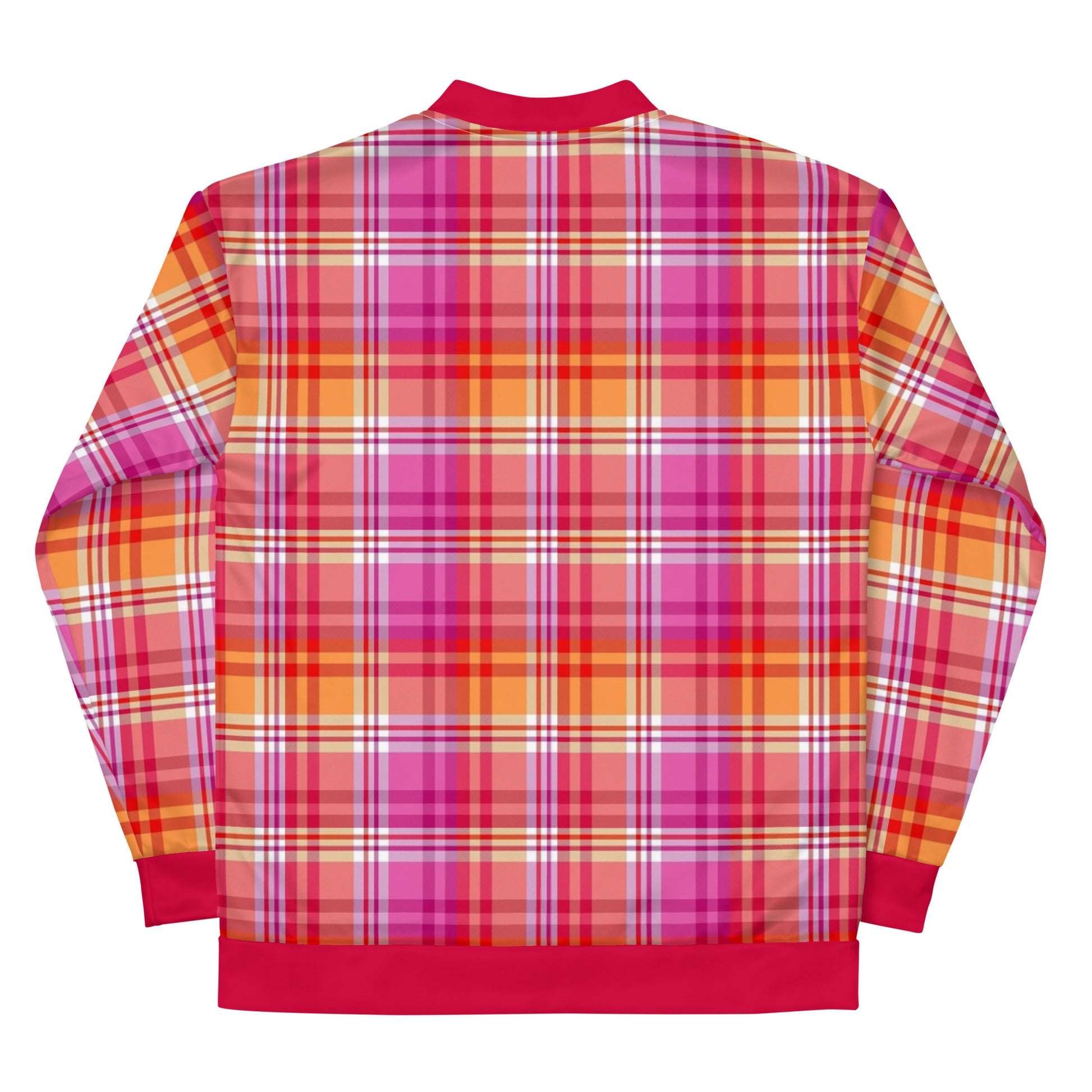 Lesbian Pride Bomber Jacket Coat - Plaid lesbian-pride-bomber-jacket-coat-plaid-unisex-back