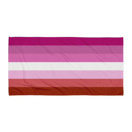 Lesbian Pride Flag Beach Blanket Towel 30x60 Multi Lesbian lesbian-pride-flag-beach-blanket-towel-flat