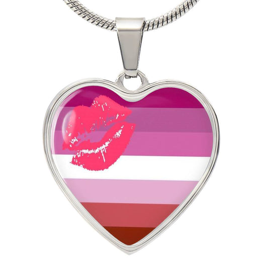 Lesbian Pride Heart Pendant Necklace Silver Lesbian lesbian-pride-heart-pendant-necklace-front-silver