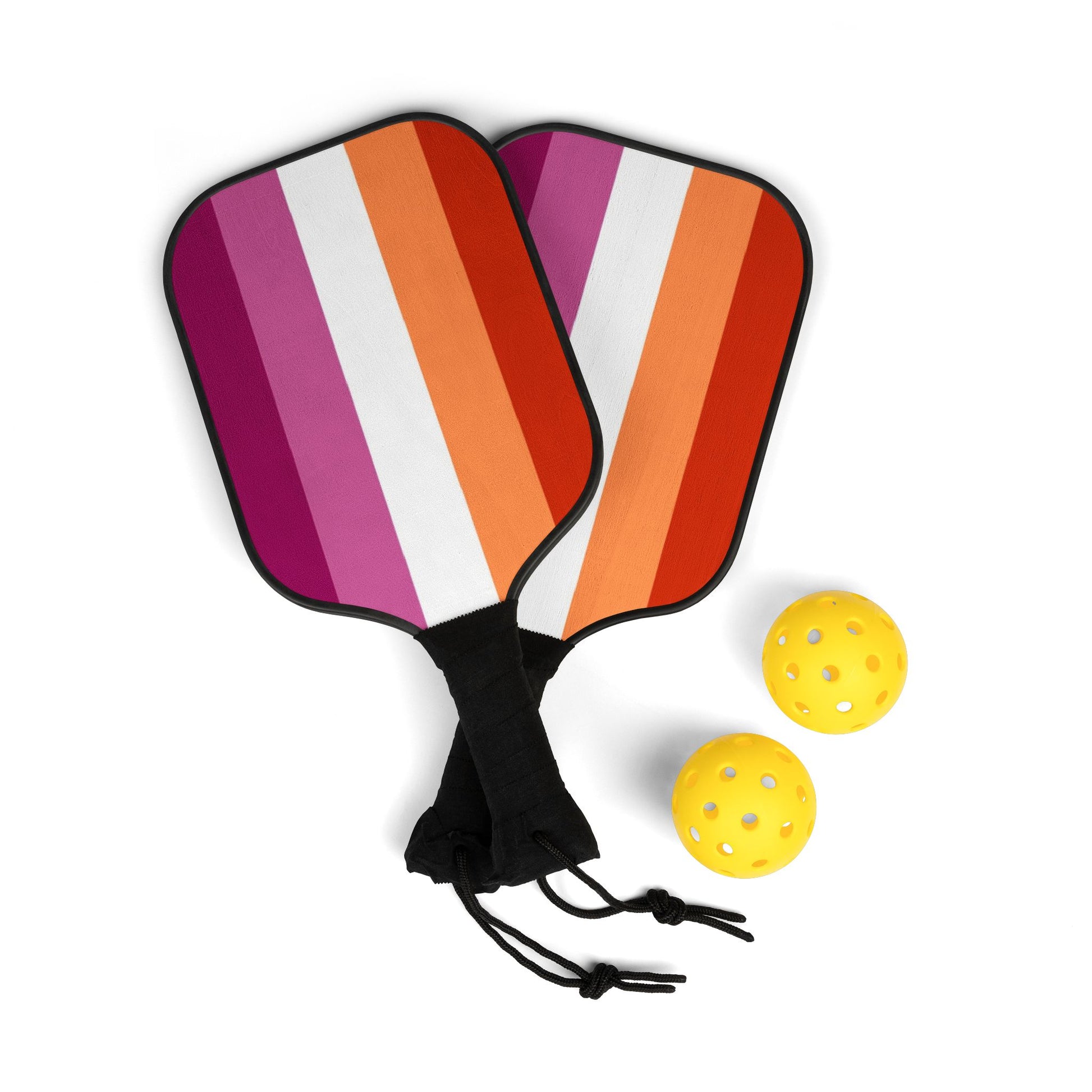 Lesbian Pride Pickleball Paddle Set with Balls 7.5'' × 15.5'' Lesbian lesbian-pride-pickleball-paddle-set-with-balls-front