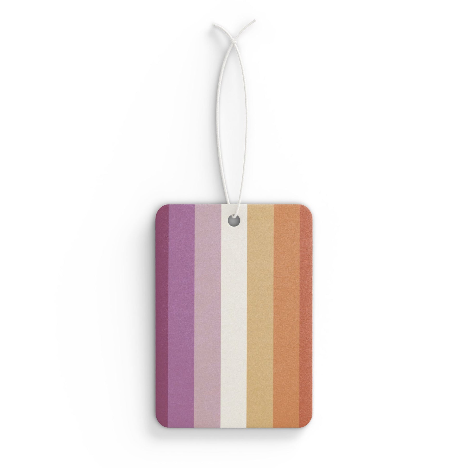 Lesbian "Sunset" Pride Flag Car Air Freshener Lesbian lesbian-sunset-pride-flag-car-air-freshener-front