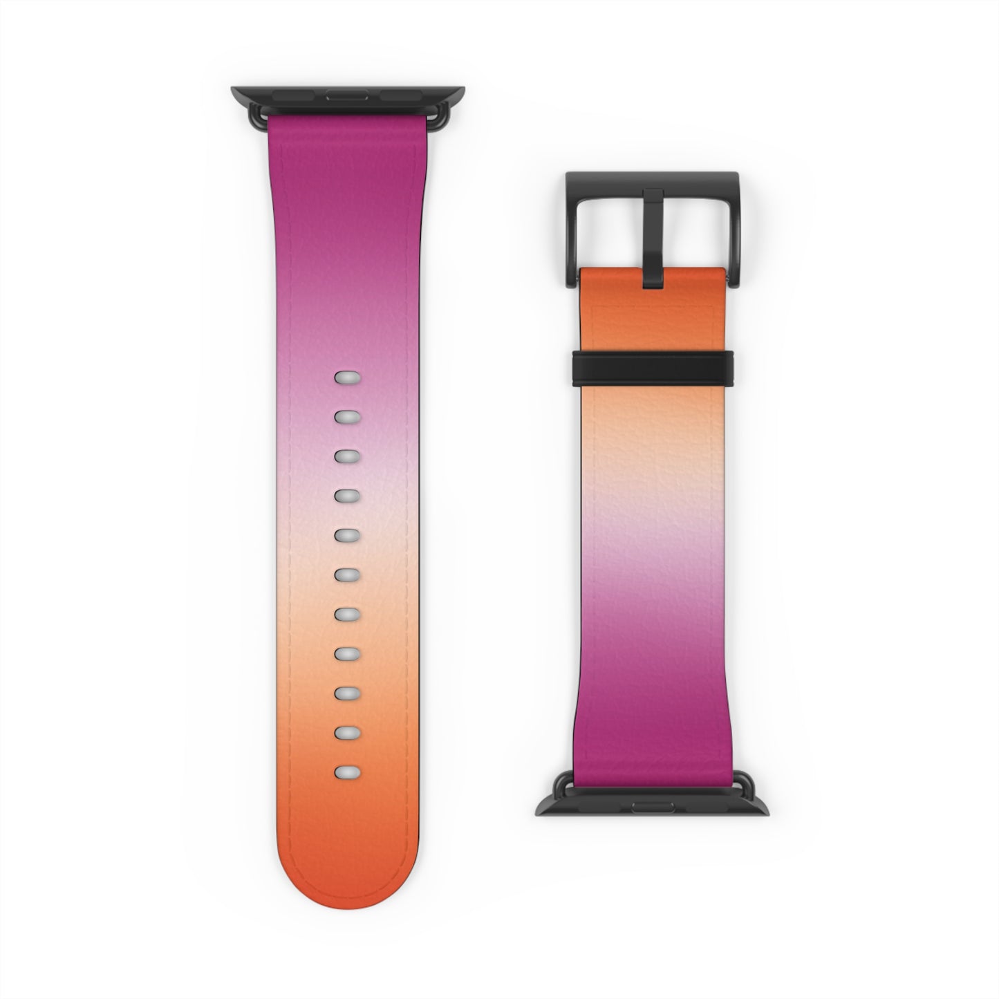 Lesbian Pride Apple Watch Band Strap In Ombre 42 - 45 mm Black Matte 