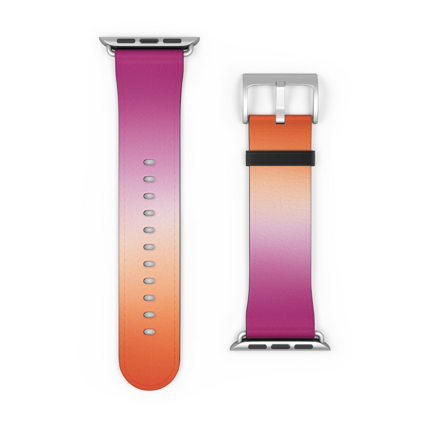 Lesbian Pride Apple Watch Band Strap In Ombre 42 - 45 mm Silver Matte