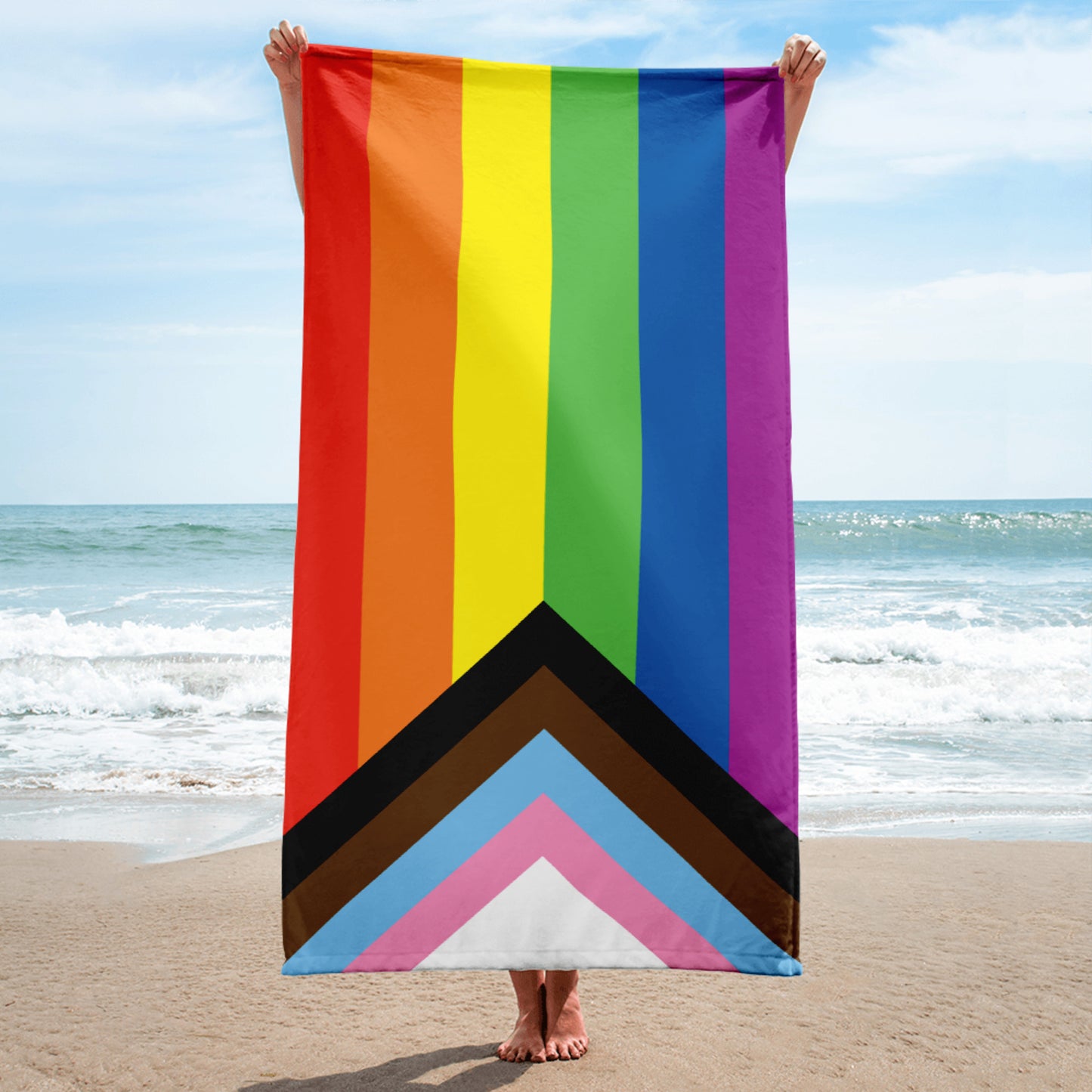 LGBTQ Daniel Quasar Progress Pride Flag Beach Blanket Towel lgbtq-daniel-quasar-pride-flag-beach-blanket-towel-beach