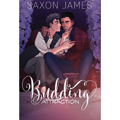 Book cover of 'Budding Attraction' by Saxon James featuring two characters embracing.