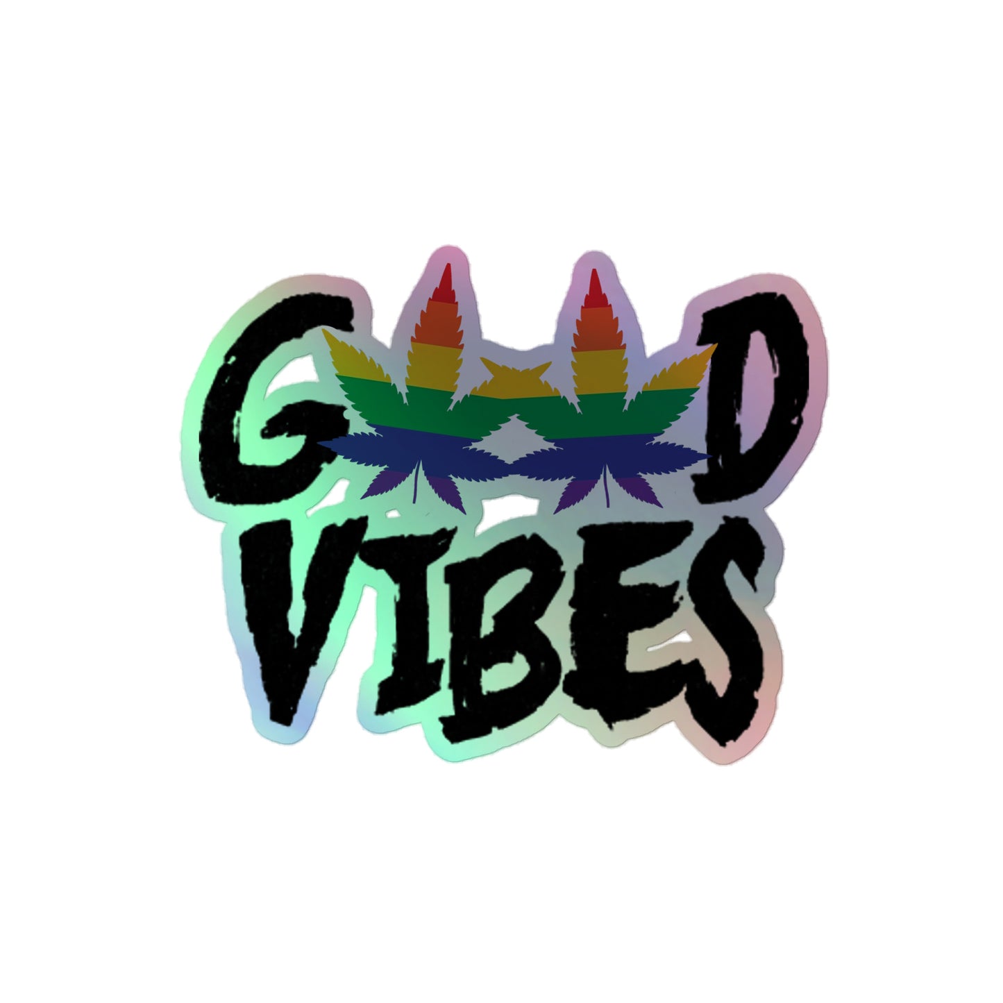 LGBTQ Good Vibes Holographic Stickers 4″ Pride lgbtq-good-vibes-holographic-sticker-4in-front Holographic Sticker