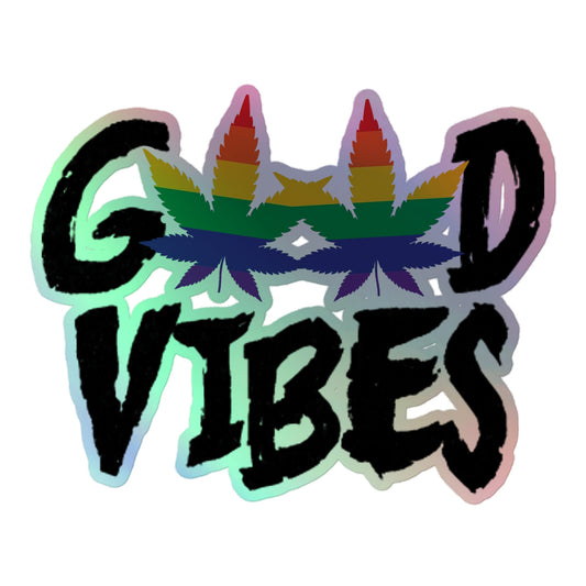 LGBTQ Good Vibes Holographic Stickers 5.5″ Pride lgbtq-good-vibes-holographic-sticker-5.5in-front